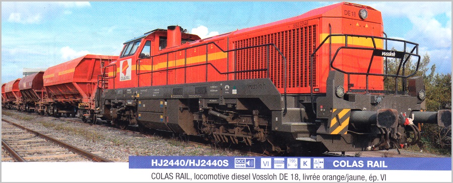 Jouef 2440S, EAN 2000075504791: H0 DC Sound Diesellok Vossloh DE 18 Colas Rail