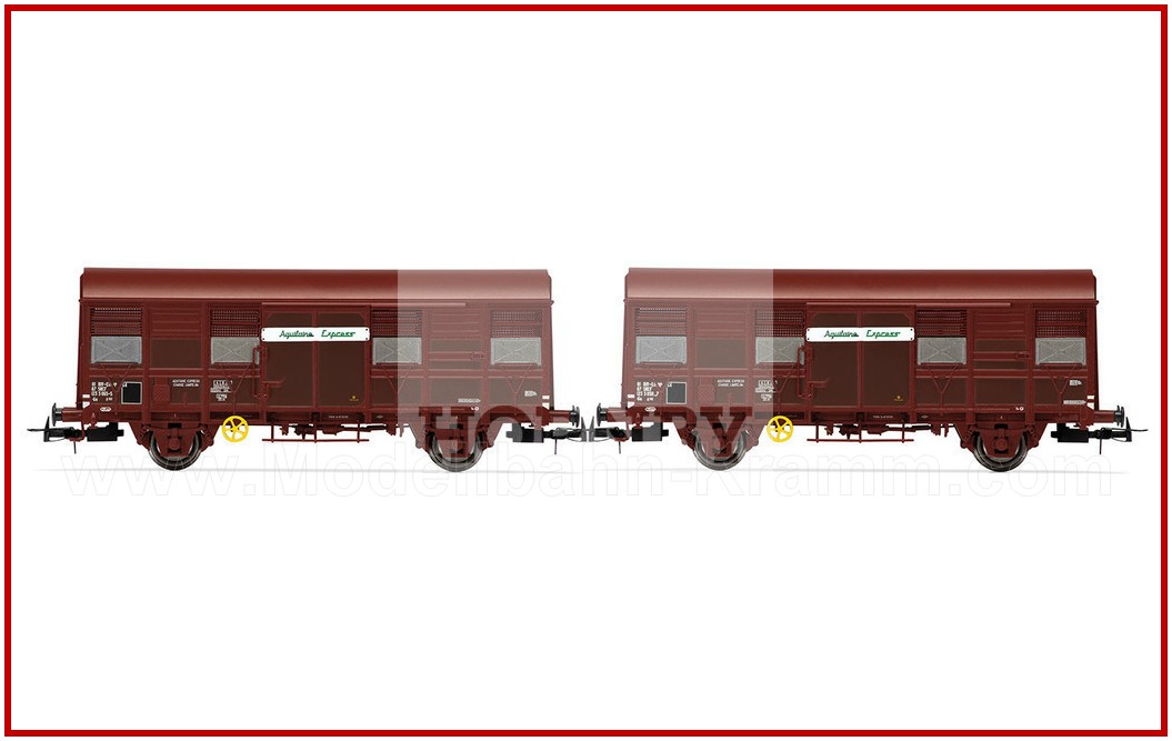 Jouef 6166, EAN 8425420705779: H0 2er Set gedeckter Güterwagen Gss 4.02 Aquitaine Express SNCF