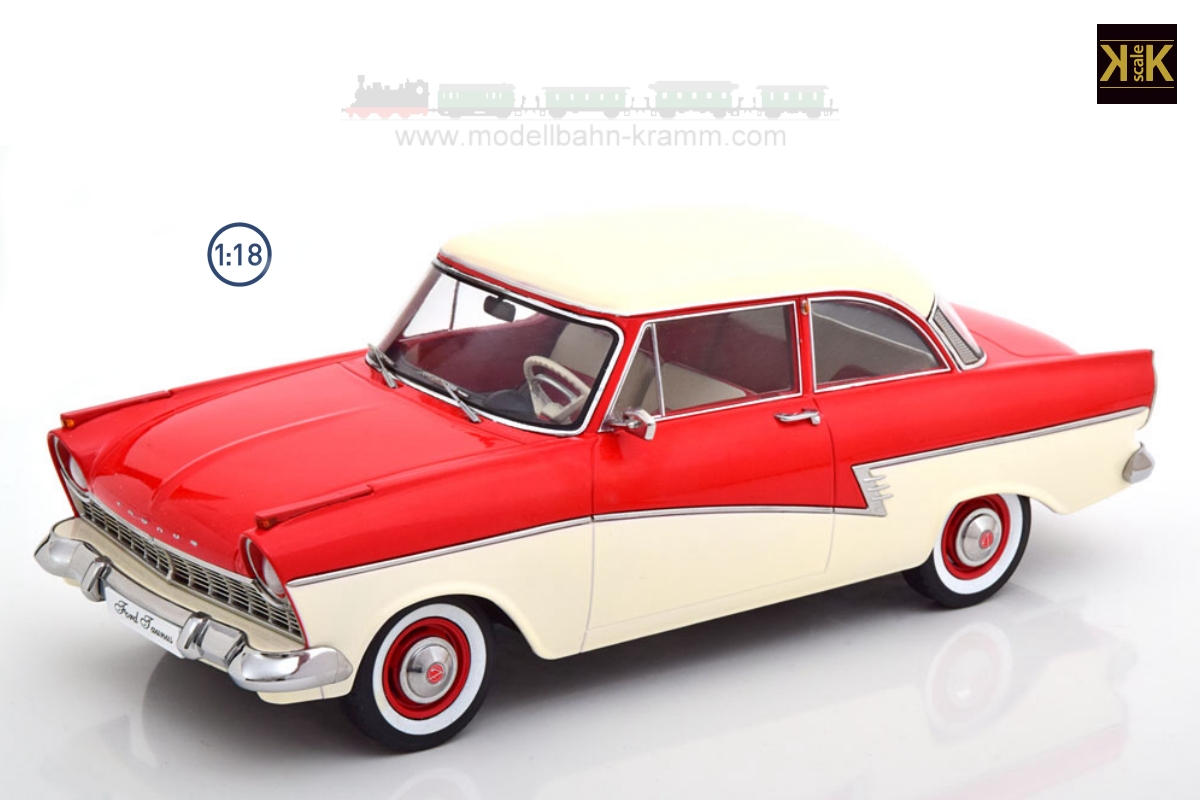 KK-Scale 180271, EAN 4058124261353: 1:18 Ford Taunus 17M P2 1957, rot/weiß
