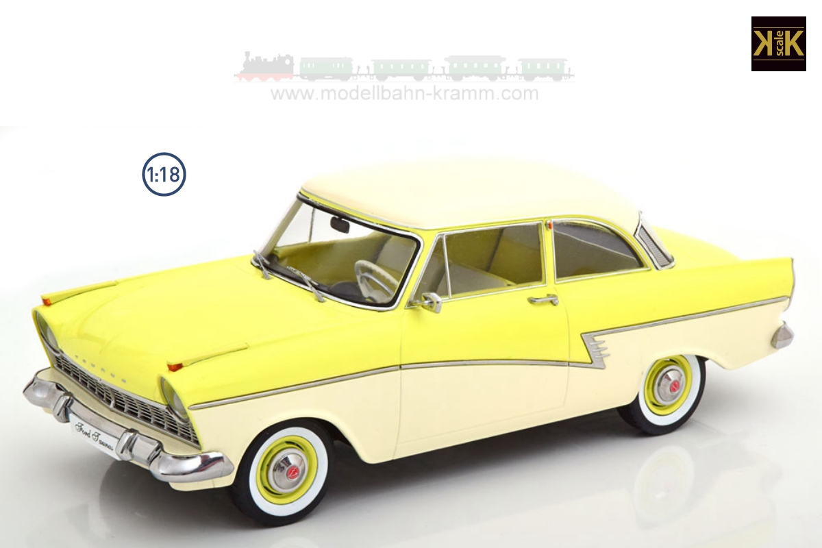 KK-Scale 180273, EAN 7427043229916: 1:18 Ford Taunus 17M P2 1957, gelb/weiß