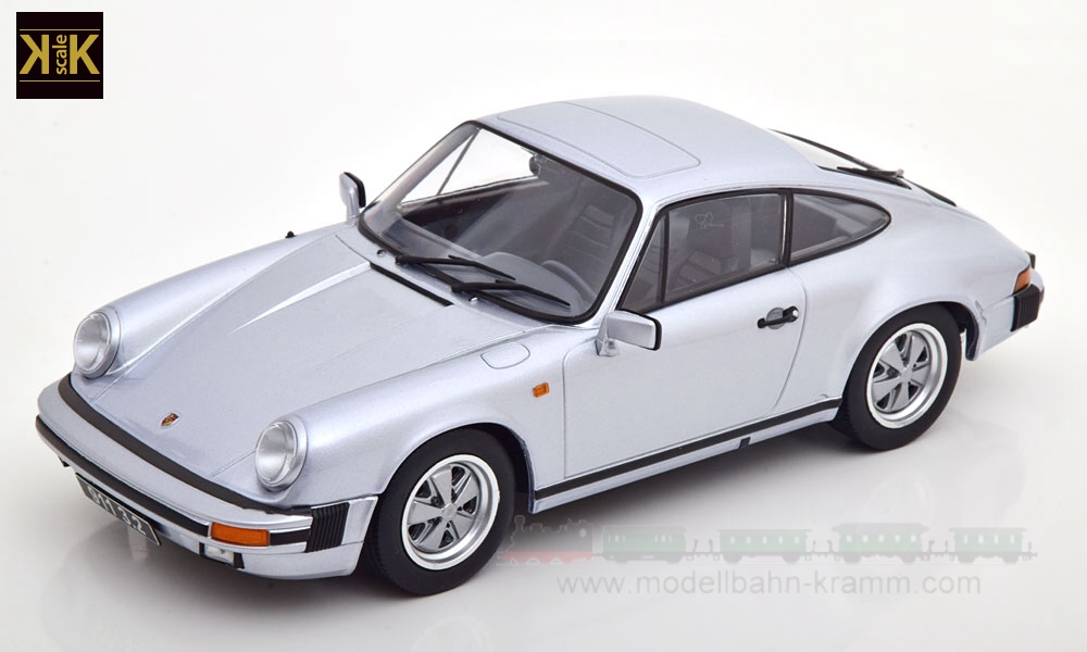 KK-Scale 180711, EAN 4260699761224: 1:18 Porsche 911 3.2 Coupe 1988 (250.000 Porsche 911) silvergrey