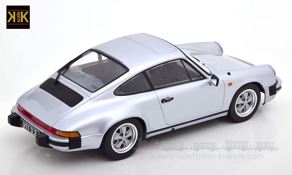 KK-Scale 180711, EAN 4260699761224: 1:18 Porsche 911 3.2 Coupe 1988 (250.000 Porsche 911) silbergrau
