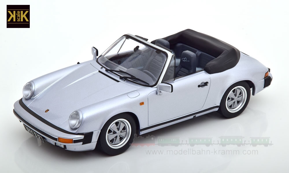 KK-Scale 180712, EAN 4260699761255: 1:18 Porsche 911 3.2 Cabrio 1988 (250,000 Porsche 911) silver-grey