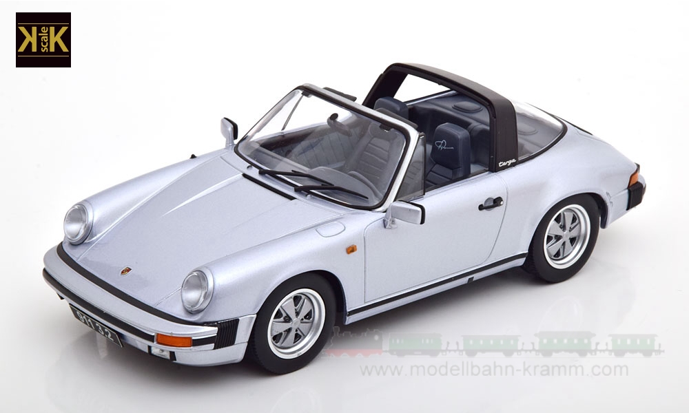 KK-Scale 180713, EAN 4260699761248: 1:18 Porsche 911 3.2 Targa 1988 (250.000 Porsche 911) silbergrau (mit herausnehmbarem Targadach)