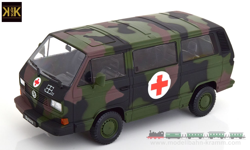 KK-Scale 180969S, EAN 2000075541345: 1:18 VW T3 Syncro Bus Bundeswehr Ambulanz 1987 camouflage