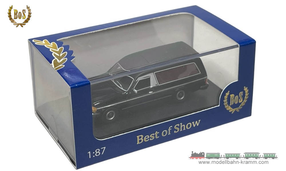 BOS Best of Show 87685, EAN 2000075509147: 1:87 Mercedes-Benz W123 Bestattungswagen, schwarz