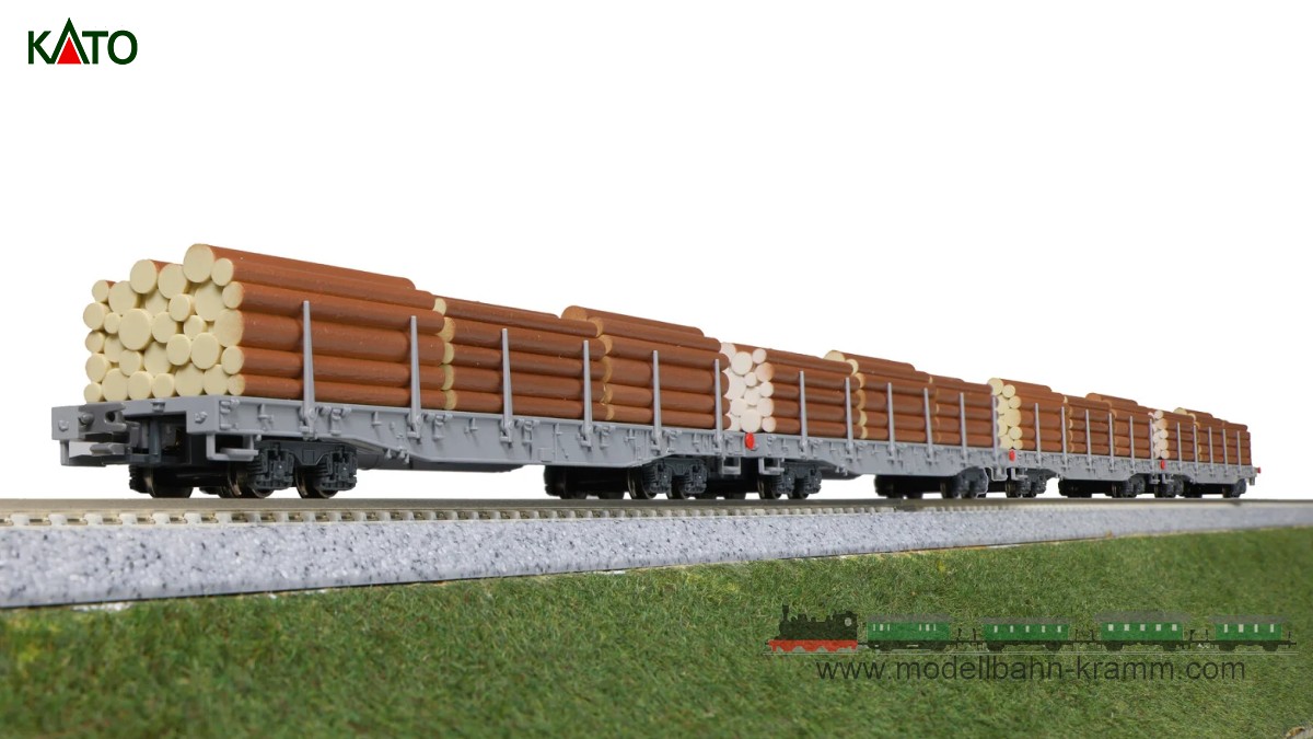 N Rungenwagenset Holztransport R-w 4-teilig RhB