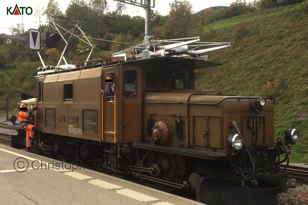 Kato K3103-1, EAN 2000075826015: N DC E-Lok Ge 6/6 Krokodil 414 RhB