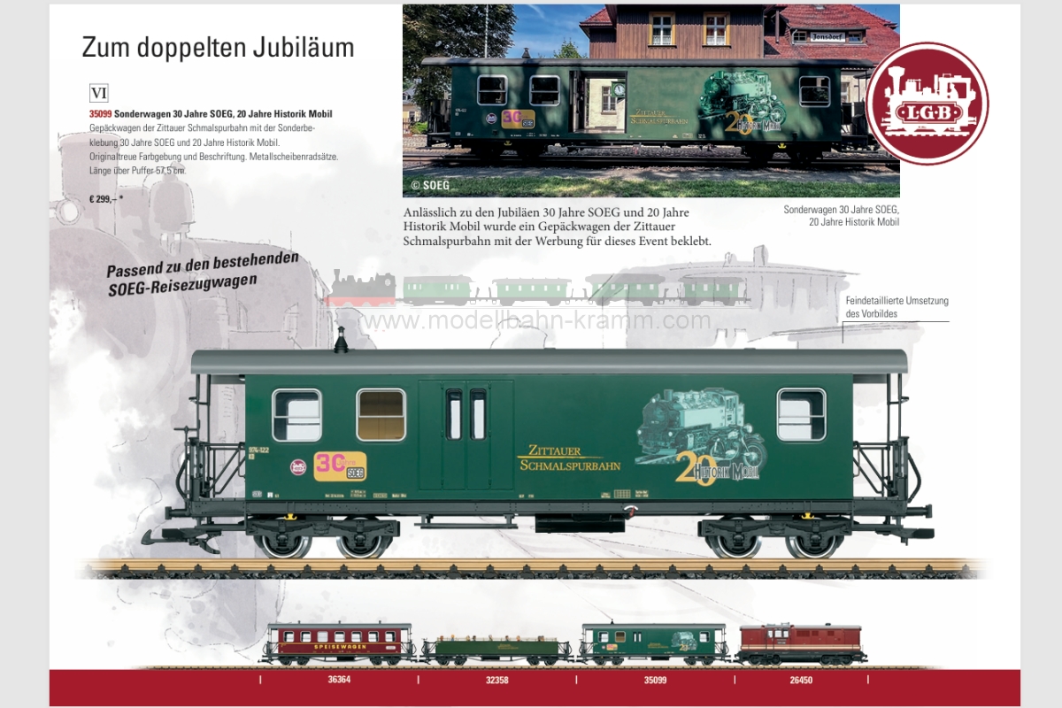 LGB 35099, EAN 4011525350996: G Sonderwagen 30 Jahre SOEG, 20 Jahre Historik Mobil