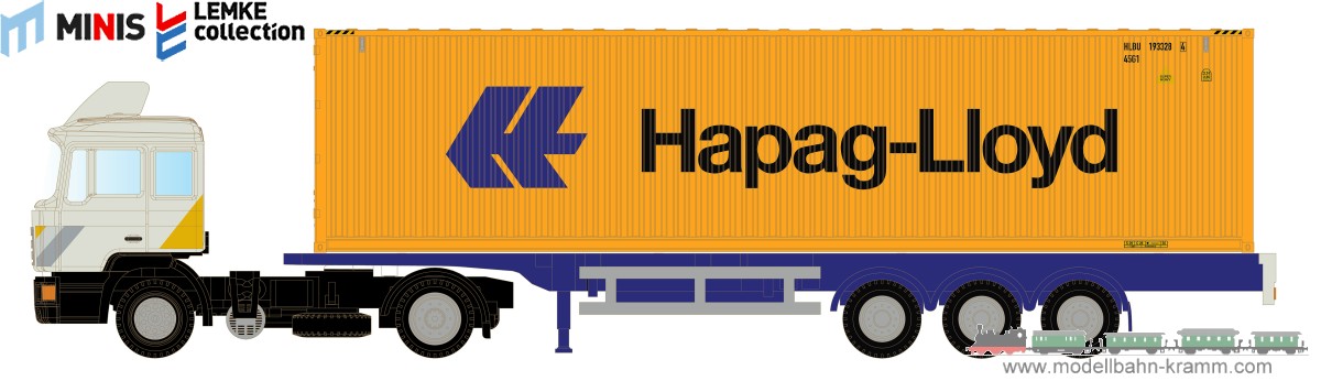 Lemke-Collection MiNis 4068, EAN 4250528622604: N MAN F90 Container-Sattelzug Hapag-Lloyd