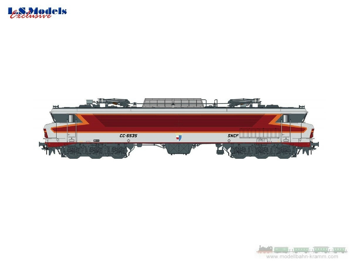 L.S. Models 10331, EAN 2000075295095: H0 DC analog E-Lok CC 6535  SNCF m.-grau/rot/orange Ep. IV, Lyon-Mouche