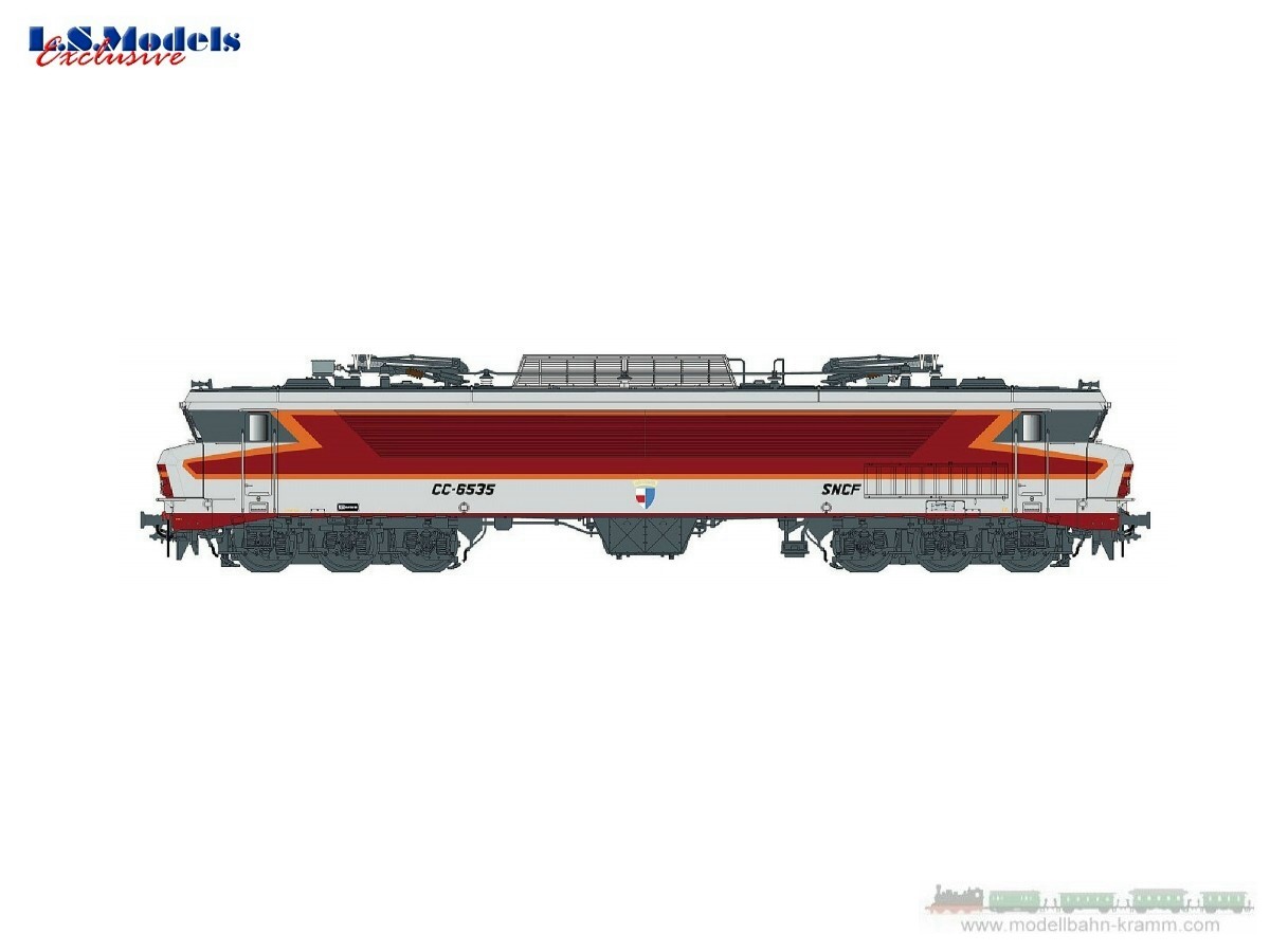 L.S. Models 10331, EAN 2000075295095: H0 DC analog E-Lok CC 6535 SNCF m.-grau/rot/orange Ep. IV, Lyon-Mouche