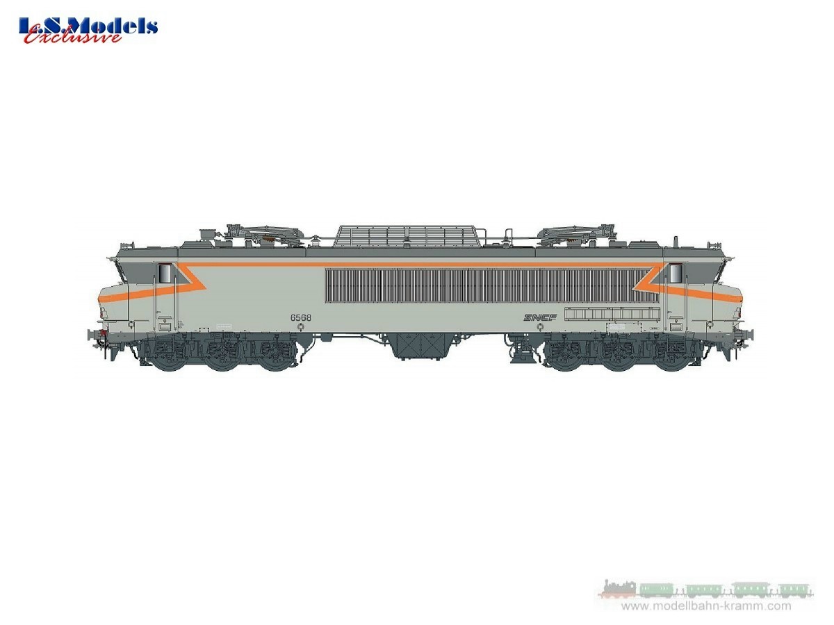 L.S. Models 10333, EAN 2000075295132: H0 DC analog E-Lok CC 6568  SNCF grau oranger Streifen Nudellogo Ep. IV-V