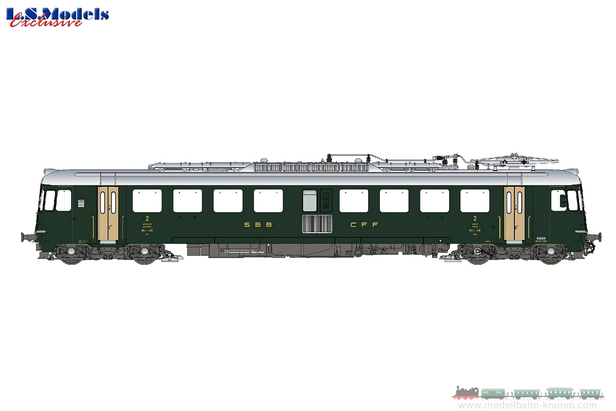 L.S. Models 17051, EAN 2000003341740: H0 DC analog, E-Triebwagen RBe 4/4 1436 grün, SBB