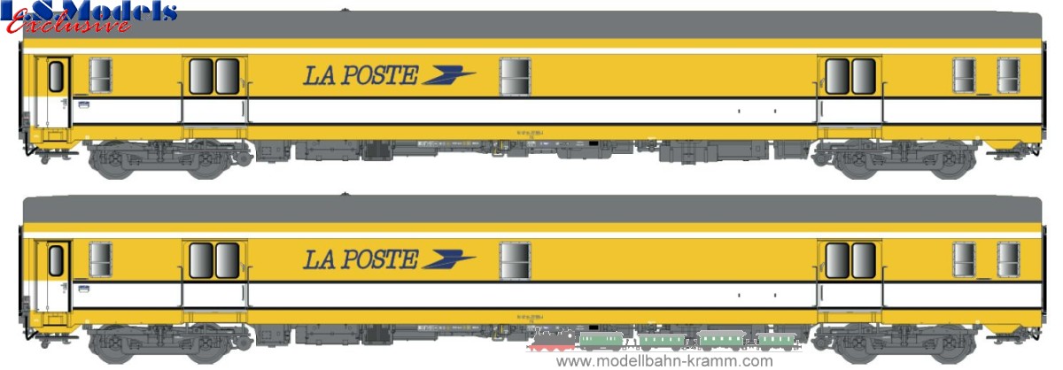 L.S. Models 40445, EAN 2000075518798: H0 DC 2er Set Postwagen PA UIC SNCF