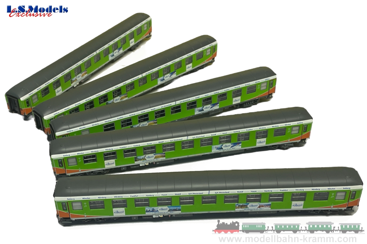 L.S. Models 46034, EAN 2000075214690: H0 DC Alpen-Sylt-Express, 5-teilig, 4x Bvcmt 248.5, 1x Bvcmbz 249.1, Epoche VI