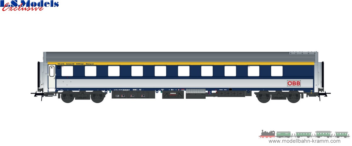 L.S. Models 47037, EAN 2000075527943: H0 DC, Personenwagen WL AB-30 inox/blau ÖBB
