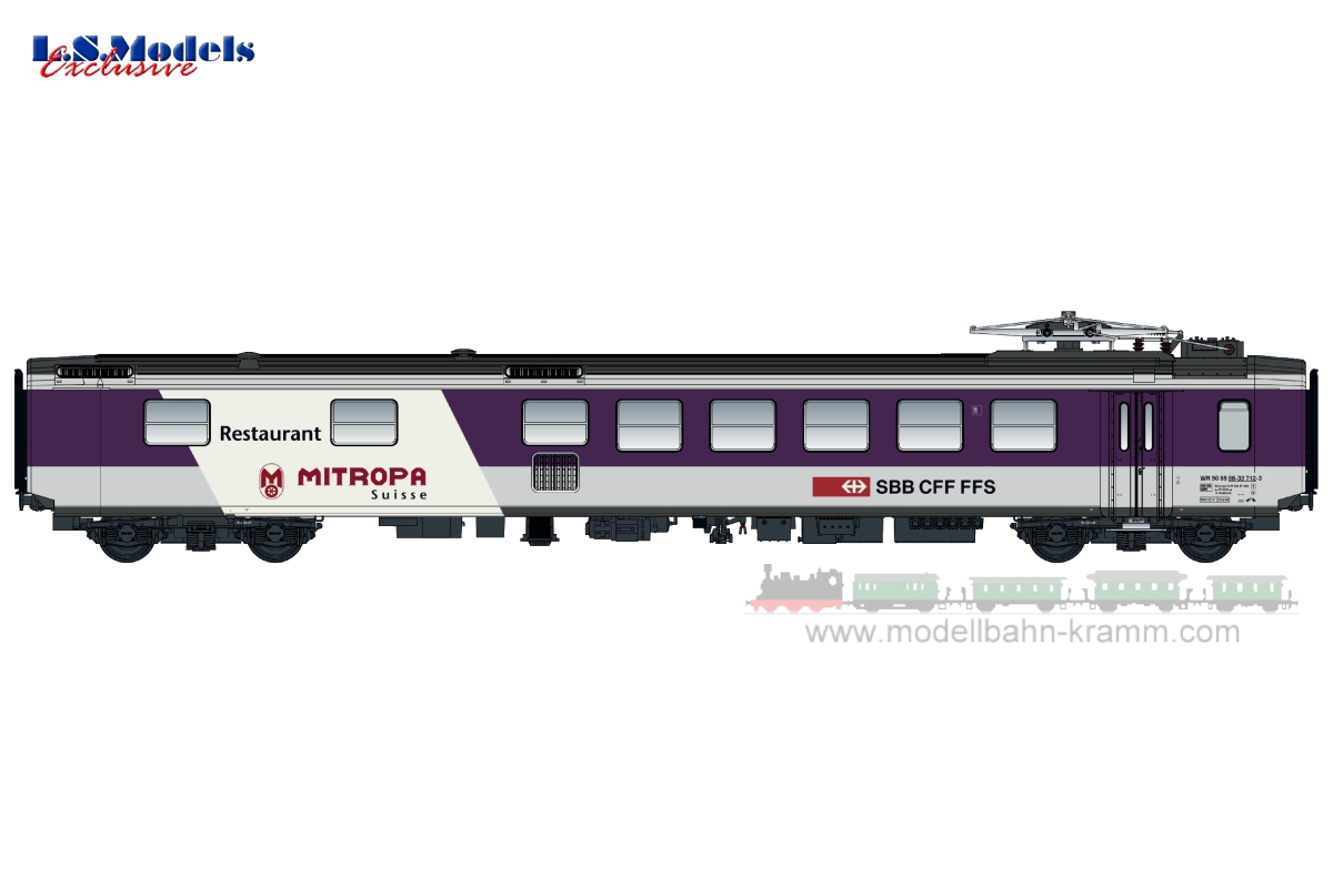 L.S. Models 47268, EAN 2000003341429: H0 DC Speisewagen EW I WR der SBB, Epoche Vb, Gummiwulst