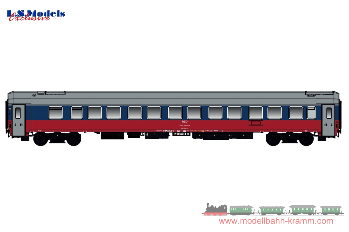 L.S. Models 48200, EAN 2000075636720: H0 Schlafwagen WLABmee blau-rot RZD