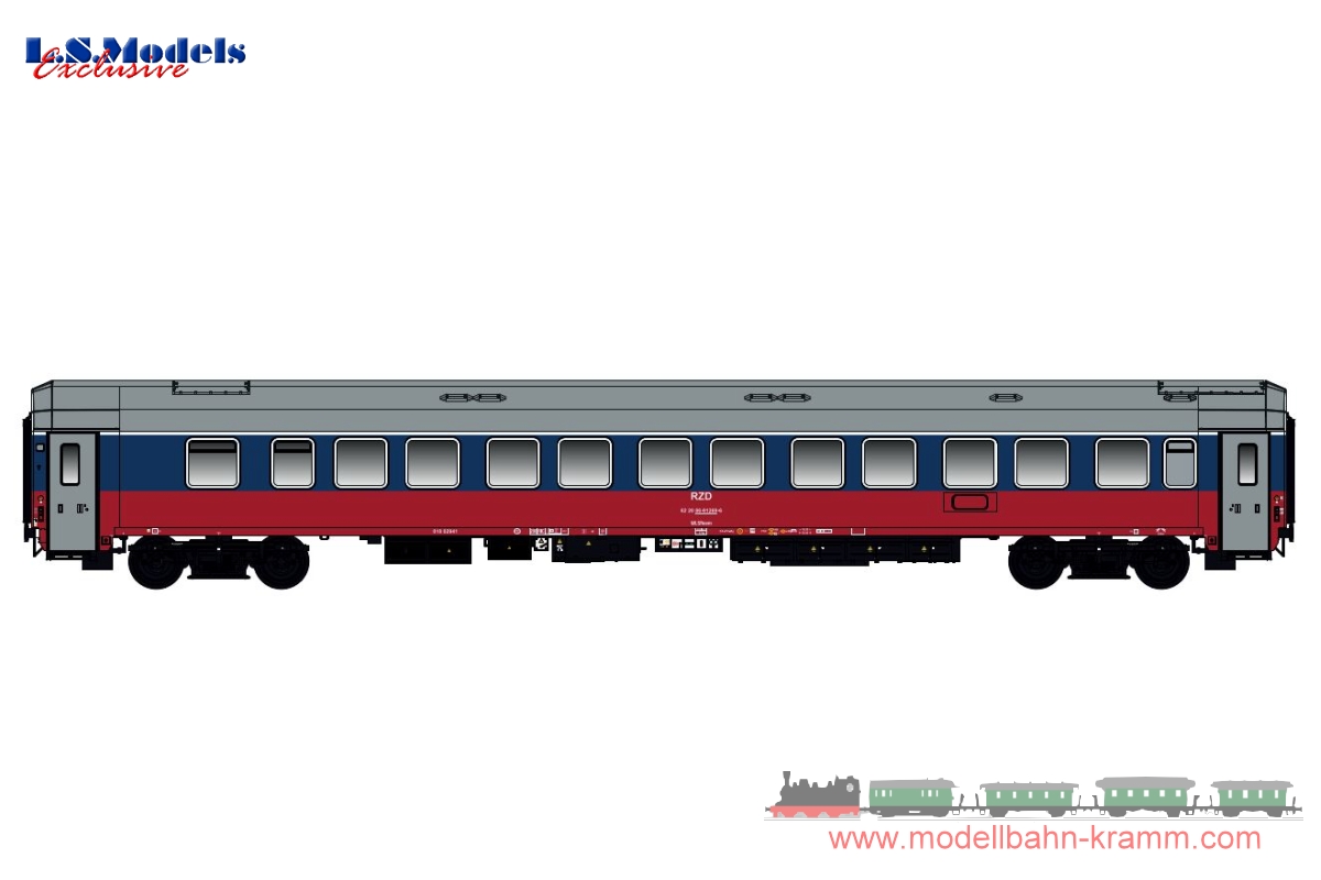 L.S. Models 48201, EAN 2000075636737: H0 Schlafwagen WLSReem blau-rot RZD