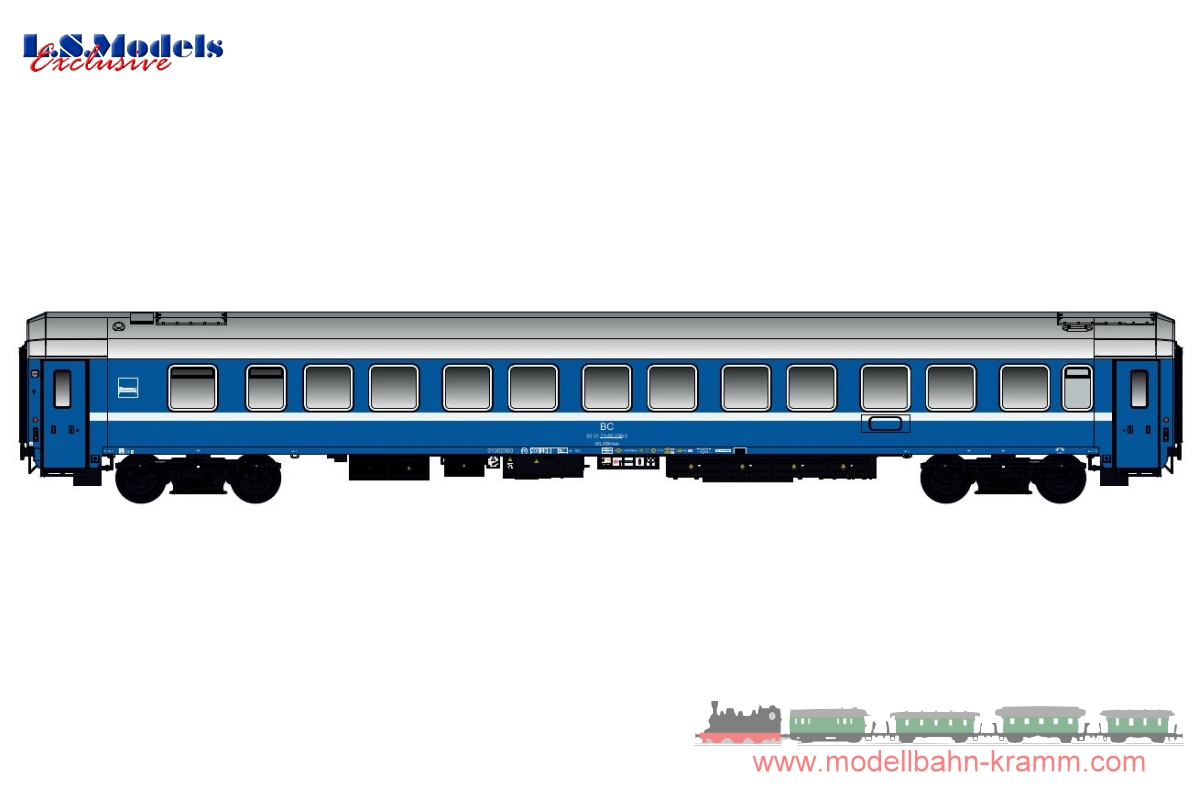 L.S. Models 48205, EAN 2000075636775: H0 Schlafwagen WLABmee blau weisser Streifen BC