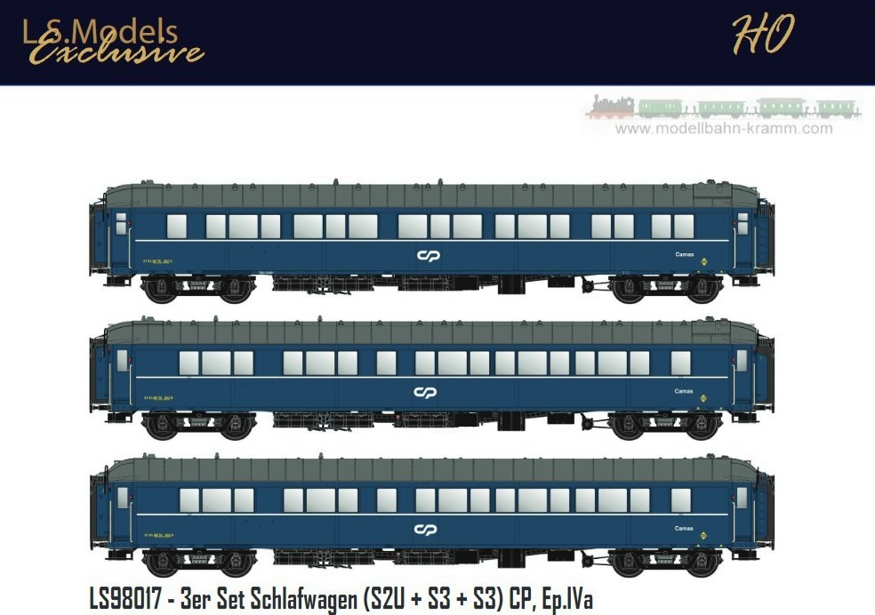 L.S. Models 98017, EAN 2000075298980: H0 3er Set Schlafwagen CP