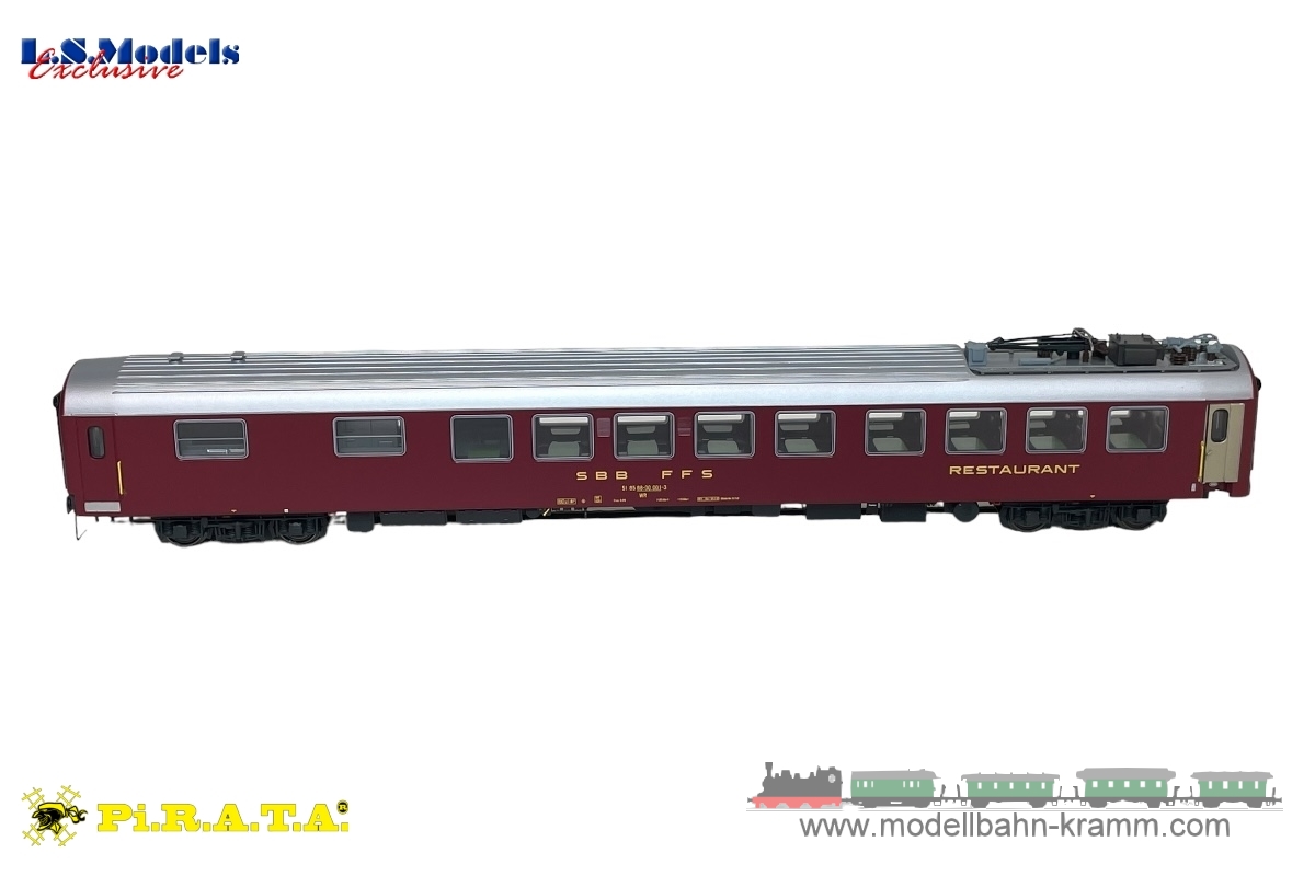 L.S. Models PI9720, EAN 2000075658951: H0 Speisewagen UIC RIC WRm rot der SBB, Epoche IVa