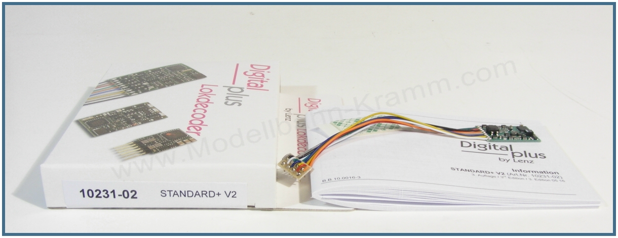 Lenz 10231-02, EAN 4044955002760: 1x Decoder Standard+ V2, NEM652, 1A, RailCom capable,