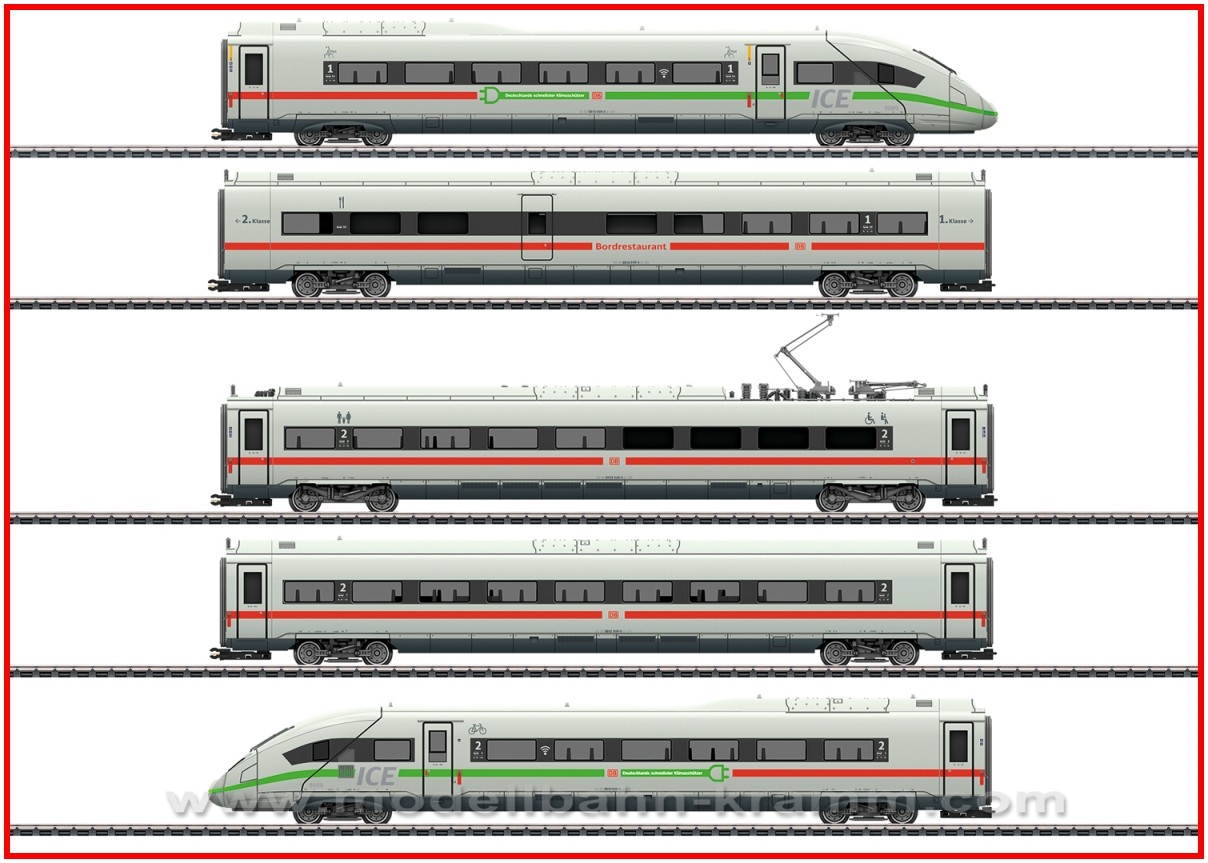 Märklin 39716, EAN 4001883397160: Powered Rail car train ICE 4, class 412/821 with green stripe