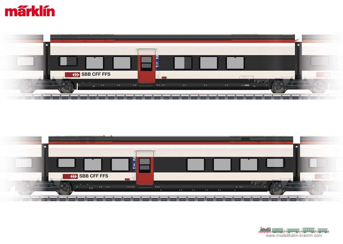 Märklin 43462, EAN 4001883434629: H0 Ergänzungswagen-Set 2 zum RABe 501 Giruno SBB