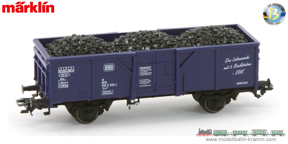 Märklin 44340.003, EAN 4031111184101: H0 w13 Hochbordwagen blau Ep4 DB