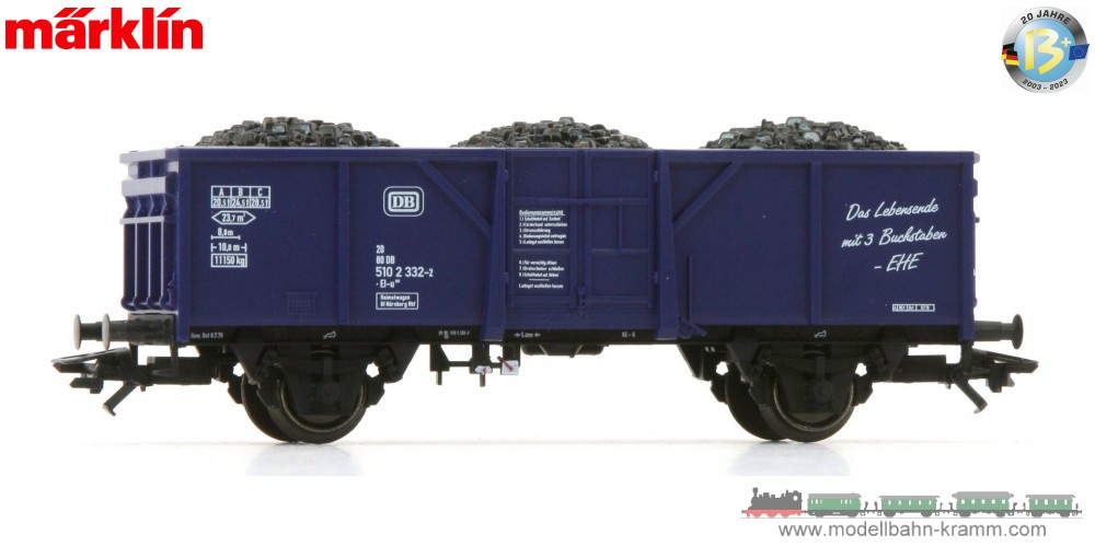 Märklin 44340.003, EAN 4031111184101: H0 w13 Hochbordwagen blau Ep4 DB