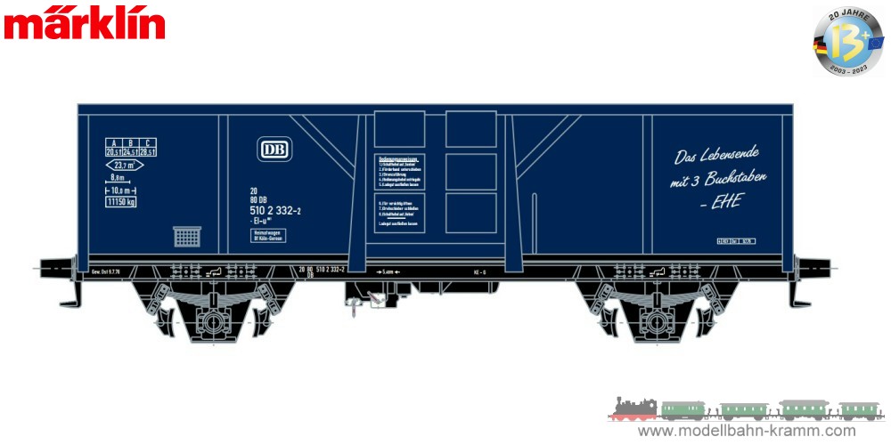 Märklin 44340.003, EAN 4031111184101: H0 w13 Hochbordwagen blau Ep4 DB