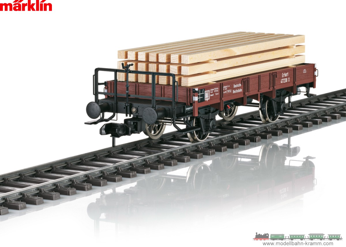 Märklin 58316, EAN 4001883583167: 1 Spur Niederbordwagen mit Holzbeladung DRG