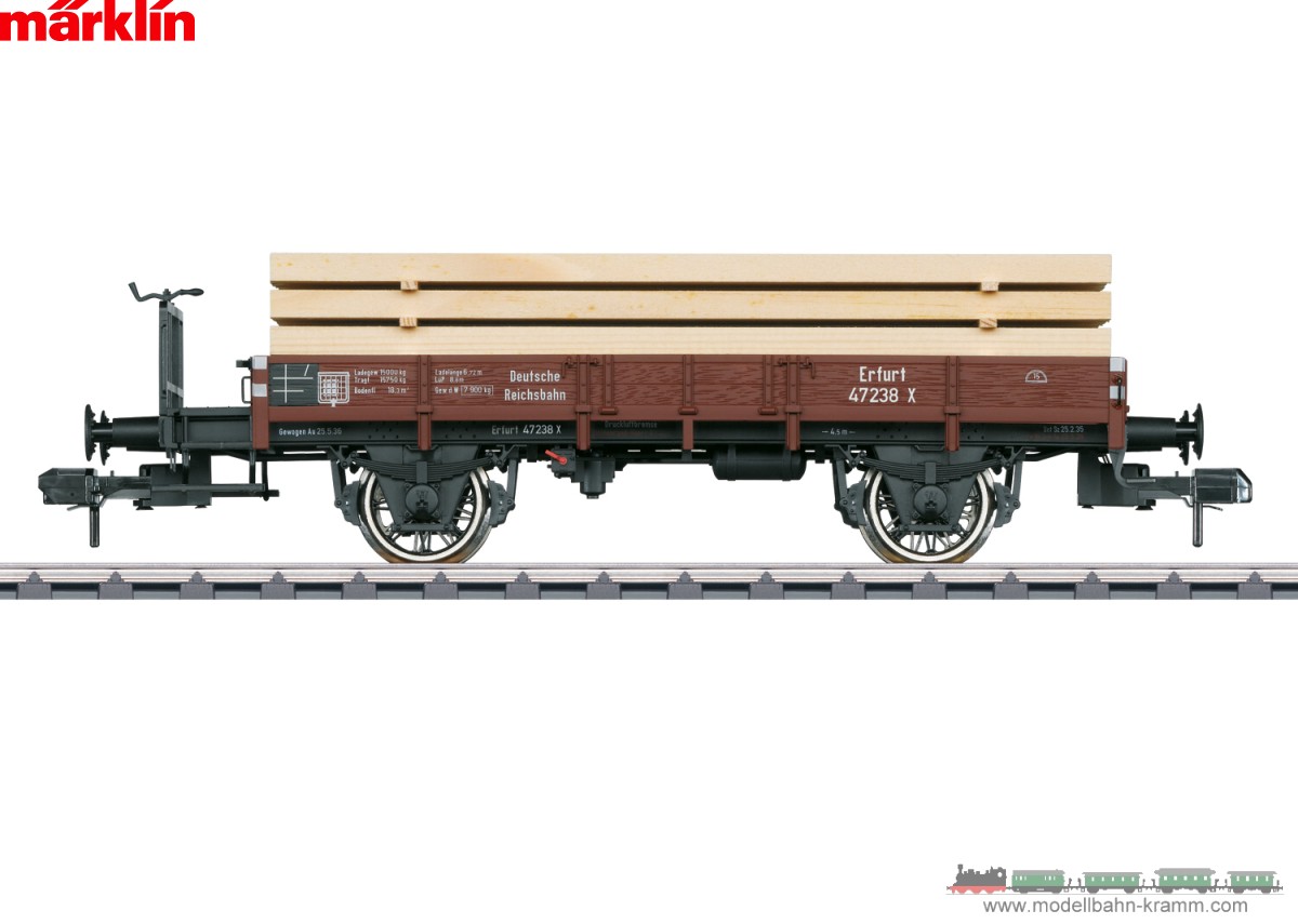 Märklin 58316, EAN 4001883583167: 1 Spur Niederbordwagen mit Holzbeladung DRG