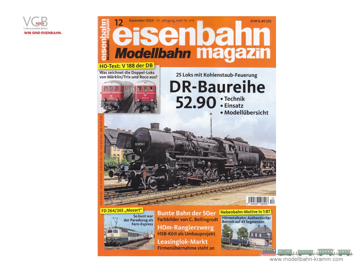 VGB Verlagsgruppe Bahn 009.23.1012, EAN 2000075447067: Eisenbahn Magazin 12/2023