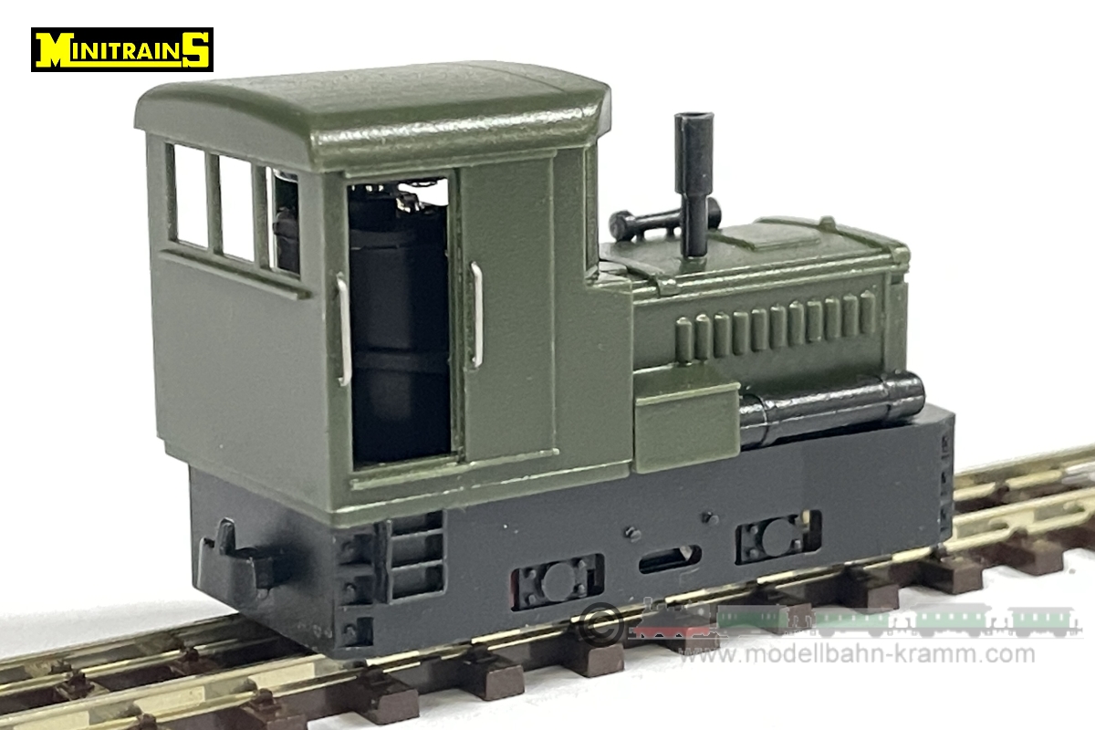 Minitrains 2051, EAN 4250906420518: H0e Diesellok Plymouth grün/schwarz
