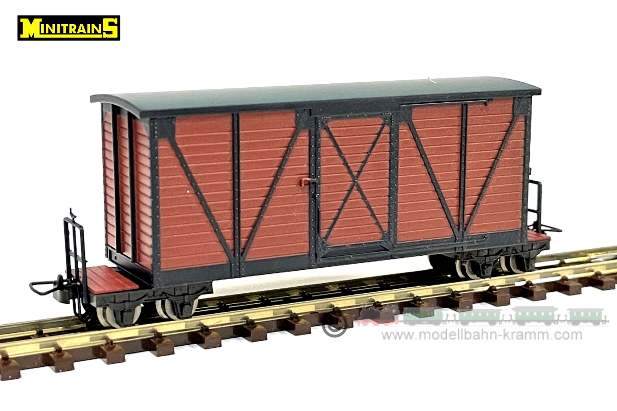 Minitrains 5137, EAN 4250906451376: H0e Kastenwagen braun Heeresfeldbahn