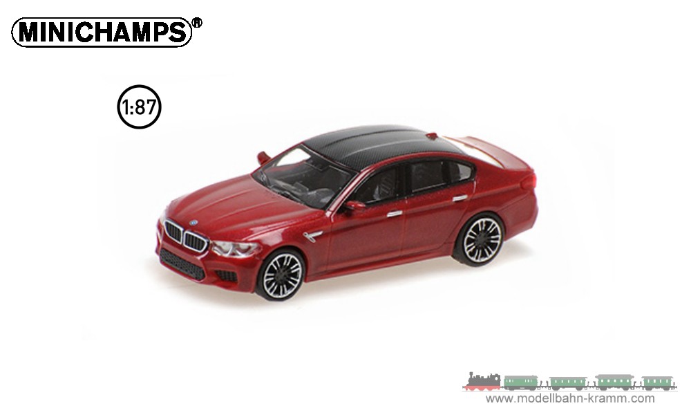 MiniChamps 870028005, EAN 2000075657640: 1:87 BMW M5 Limousine (2018), dunkelrot metallic