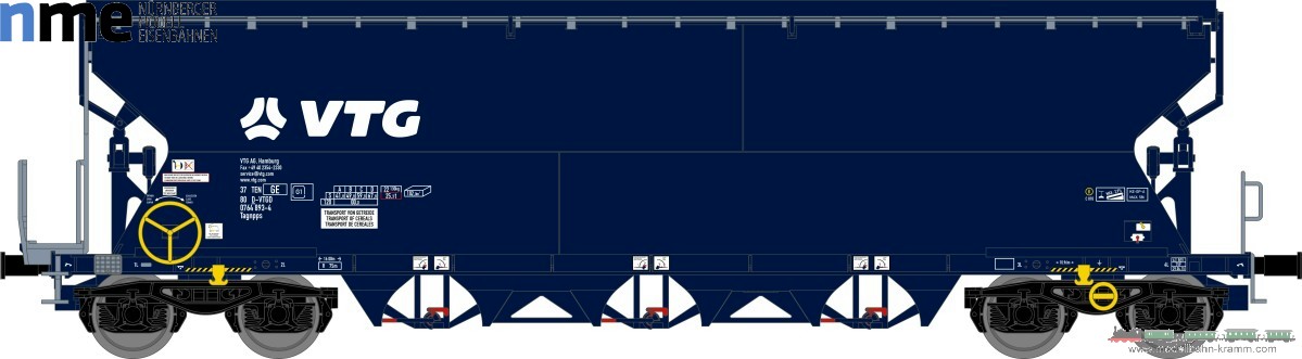 NME Nürnberger Modell-Eisenbahn 506657, EAN 4251921801146: H0 AC Getreidewagen Tagnpps 102m³ VTG