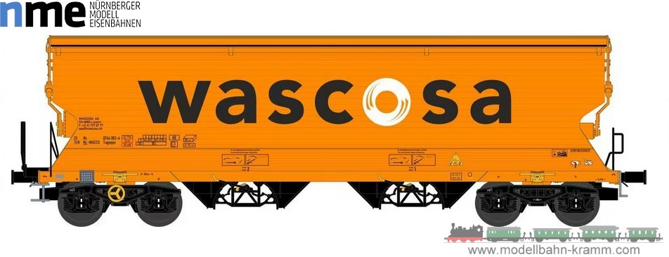 NME Nürnberger Modell-Eisenbahn 509660, EAN 4251921805762: Getreidewagen Tagnpps 95m³, orange, WASCOSA, geänderte Wagennr., AC