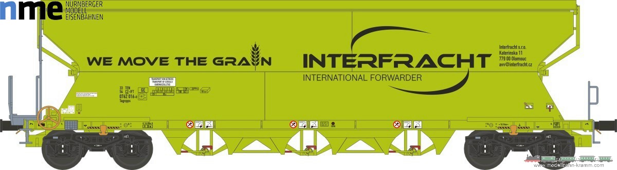 NME Nürnberger Modell-Eisenbahn 515650, EAN 4251921801542: H0 AC Getreidewagen Tagnpps 101m³ Interfracht