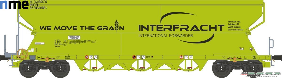 NME Nürnberger Modell-Eisenbahn 515653, EAN 4251921801573: H0 AC Getreidewagen Tagnpps 101m³ Interfracht