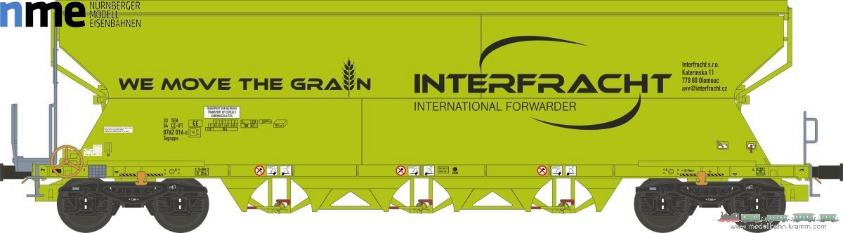 NME Nürnberger Modell-Eisenbahn 515695, EAN 4251921801603: H0 AC Getreidewagen Tagnpps 101m³ Interfracht