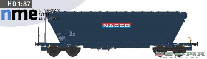 NME Nürnberger Modell-Eisenbahn 517610, EAN 4251921805328: H0 DC Getreidesilowagen Uagpps 80m³ NACCO, blau VI