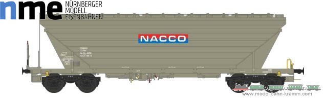 NME Nürnberger Modell-Eisenbahn 517616, EAN 4251921805380: H0 DC Getreidesilowagen Uagpps 80m³ NACCO, grau, geänd. Wag.nr. VI