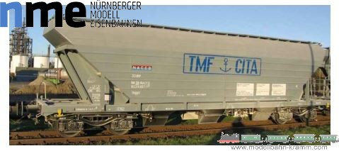 NME Nürnberger Modell-Eisenbahn 517653, EAN 4251921805434: H0 AC Getreidesilowagen Uagpps 80m³ TMF-CITA, beige-grau, geänd. Wag.nr. VI