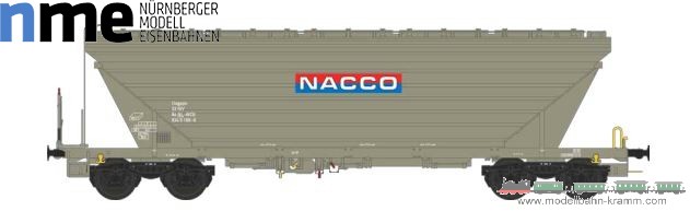 NME Nürnberger Modell-Eisenbahn 517665, EAN 4251921805519: H0 AC Getreidesilowagen Uagpps 80m³ NACCO, beige- grau, geänd. Wag.nr. VI