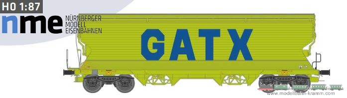 NME Nürnberger Modell-Eisenbahn 525650, EAN 4251921804246: H0 AC Getreidewagen Tagnpps 95m³ GATX, neongrün VI