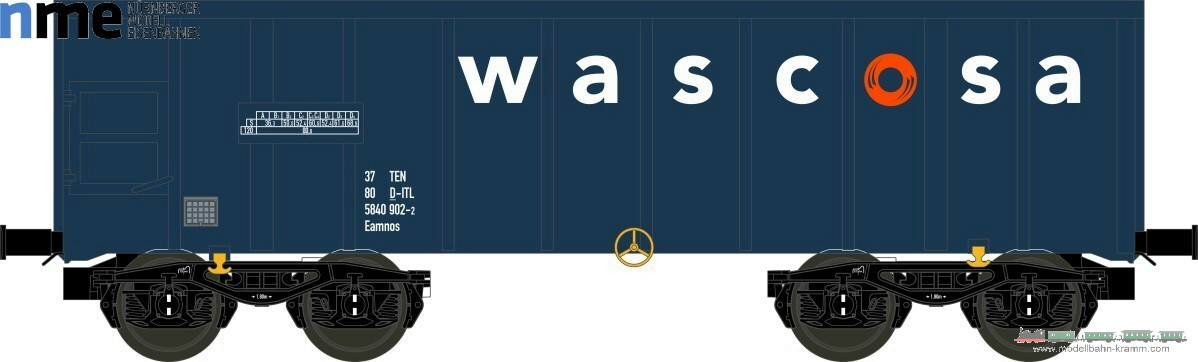 NME Nürnberger Modell-Eisenbahn 543691, EAN 4251921801863: H0 DC Offener Güterwagen Eamnos 57m³ Wascosa